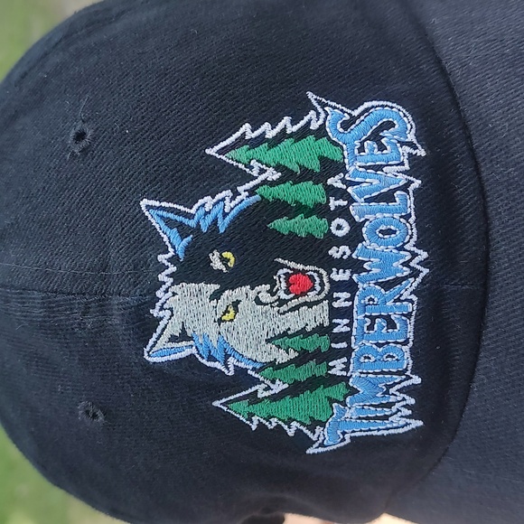 NBA Minnesota Timberwolves US Bank Embroidered Strap-on Cap Hat Black Blue - Picture 2 of 10